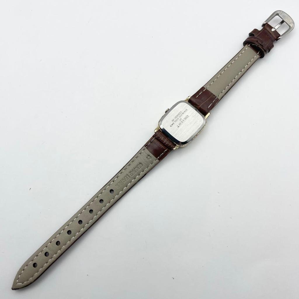 Used 80s Vintage Orient Tank Gold Watch Dress Watch Rectangular Square Quartz Working Item