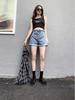 Women's High-Waisted A-Line Denim Shorts, Summer 2025, Loose Fit, Plus & Petite Sizes