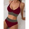 European and American swimsuit women's sexy split bikini high waist and thin seaside vacation fashion swimsuit women
