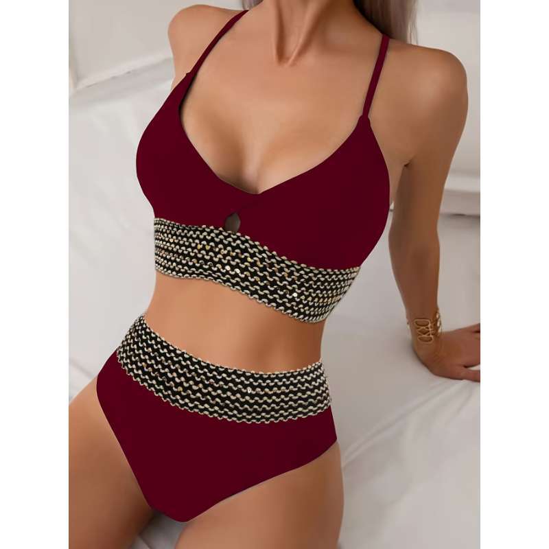 European and American swimsuit women's sexy split bikini high waist and thin seaside vacation fashion swimsuit women