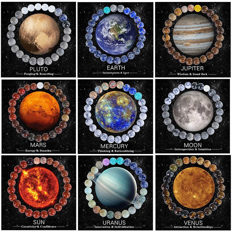 Eight Planets Bead Bracelet Men Natural Stone Universe Universe Solar Chakra Bracelet Women Men Gifts Drop Shipping 2025
