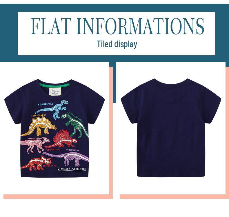 2026 Summer Kids' Luminous Dinosaur T-shirt Short-Sleeve Boys' Top