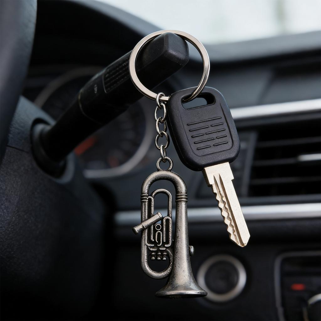 Rustproof Retro Style Keyring Bag Pendant Musical Instrument Keychain Zinc Alloy Construction For Daily Use