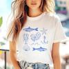 Short Sleeved Fashionable Seafood Food Printed Pattern T-Shirt Trendy 90s Top Printed Women's Clothing Cartoon Style T-Shirt