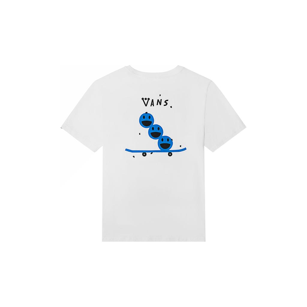 Vans X 275C Collaboration American Vintage Cartoon Smiley Letter Print Short Sleeve T-Shirt Unisex T-Shirts White VN0A7TQVWHT