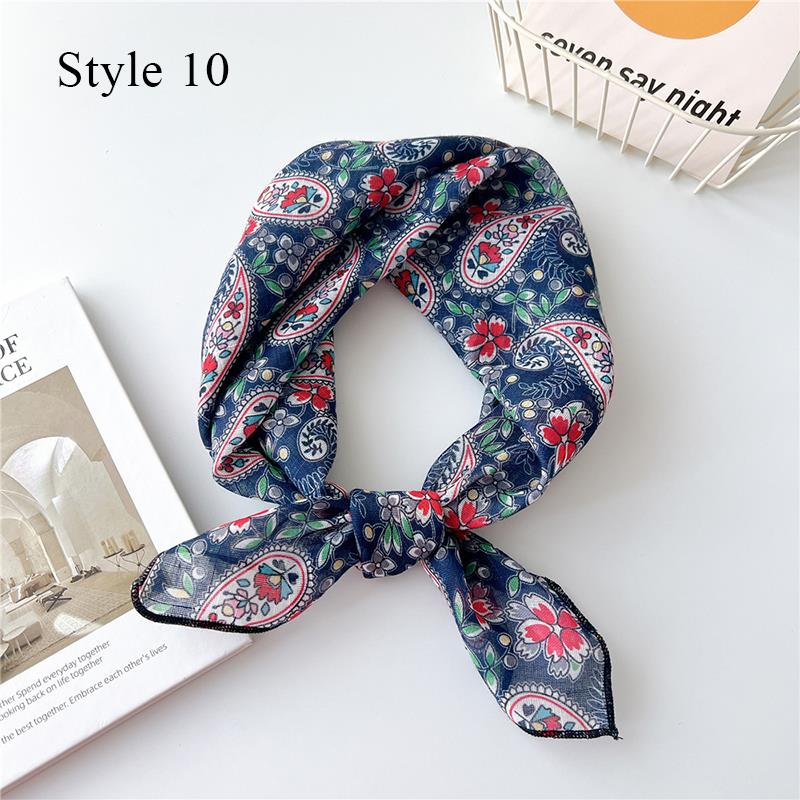 Sunscreen Head Scarf Cotton Linen Square Scarf Women Floral Peach Neck Scarf Fashion Decorative Neckerchief Hairband 58*58cm
