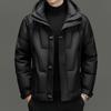 Fashion trend hooded down jacket men's stand-up collar thickened young and middle-aged casual white duck down men's jacket cotton jacket