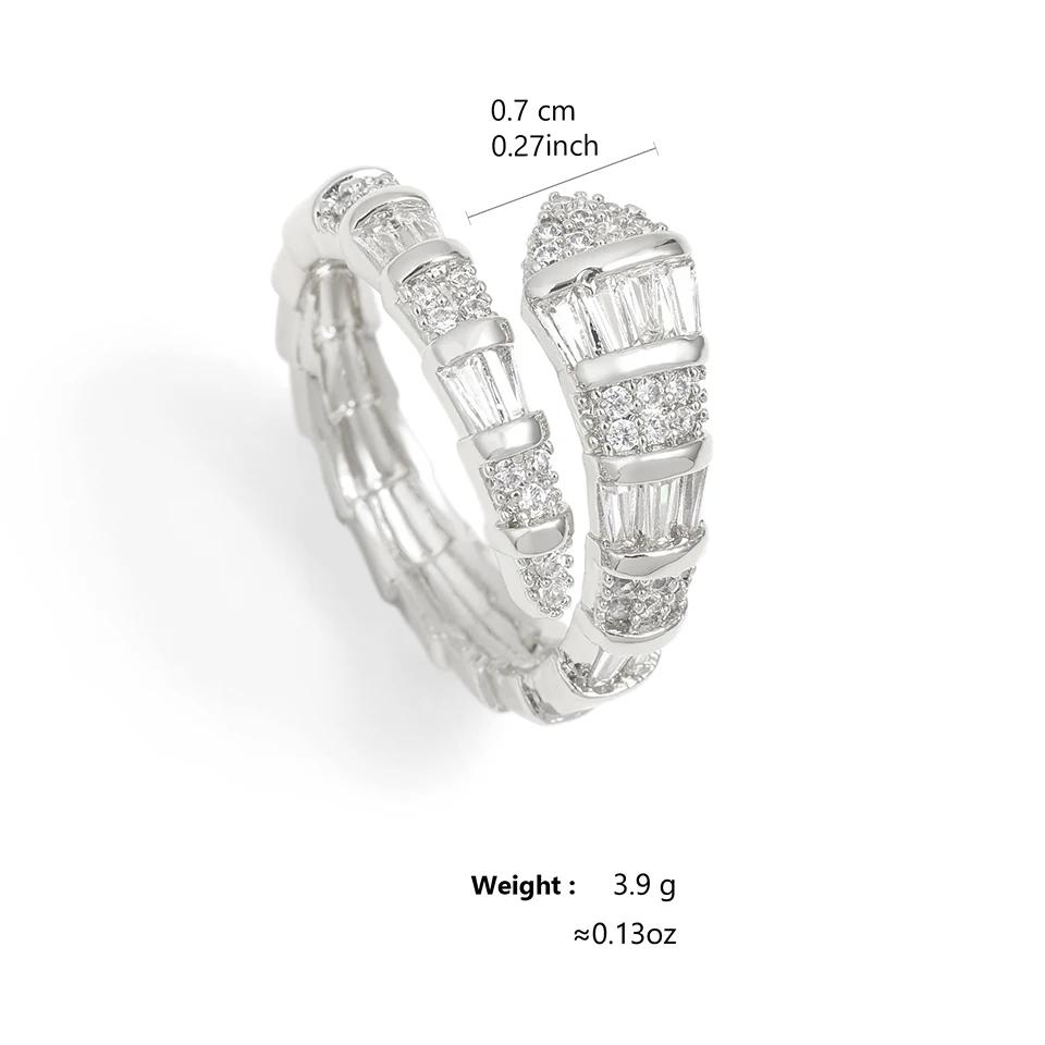 2025 New in Snake Bone Open Ring for Women Shiny Cubic Zirconia Copper Rings Couple Funny Party Jewelry Gifts