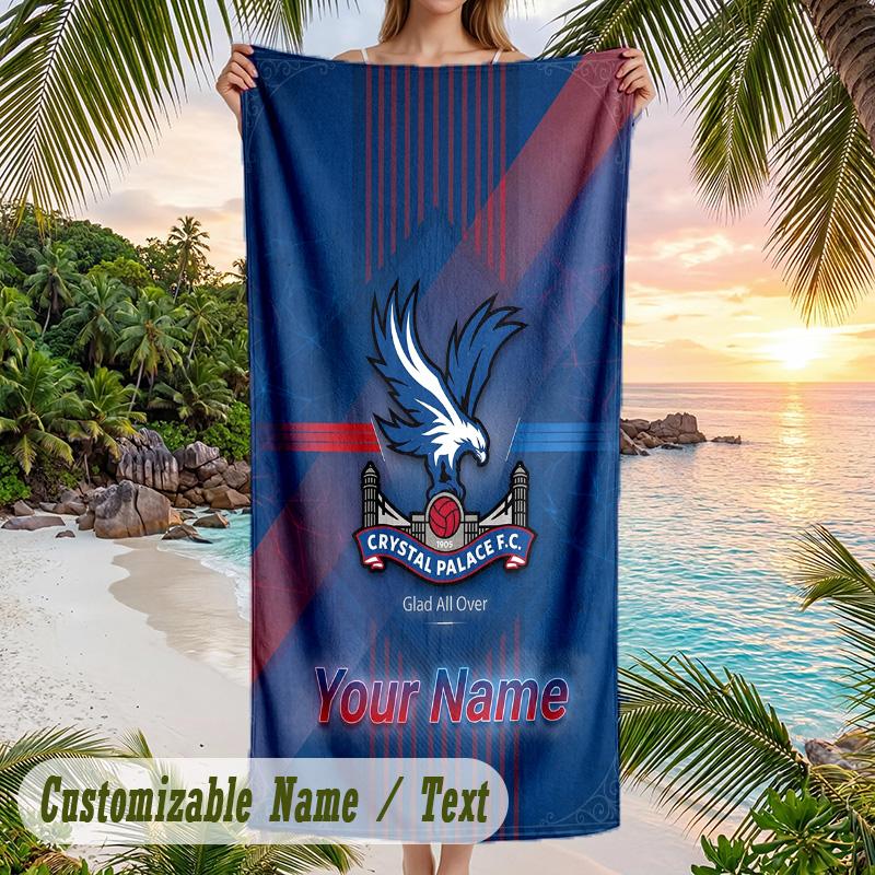 Beach Towel Crystal Palace Print Custom Name Text Soft Towel for Swimming Pool