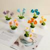 2 Pcs Knitting Crochet Bell Orchid Flowers Potted Plants for Wife Girlfriend and Women, Handmade Flowers for Car Decoration Home Decoration