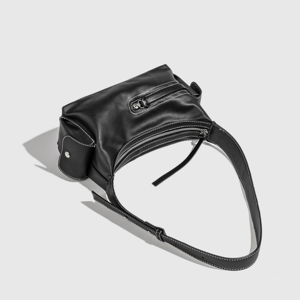 Autumn Winter Vintage Hot Girl Motorcycle Bag Versatile Crescent Bag Lunch Box Bag Simple High-end Texture Workplace Commuting Underarm Bag