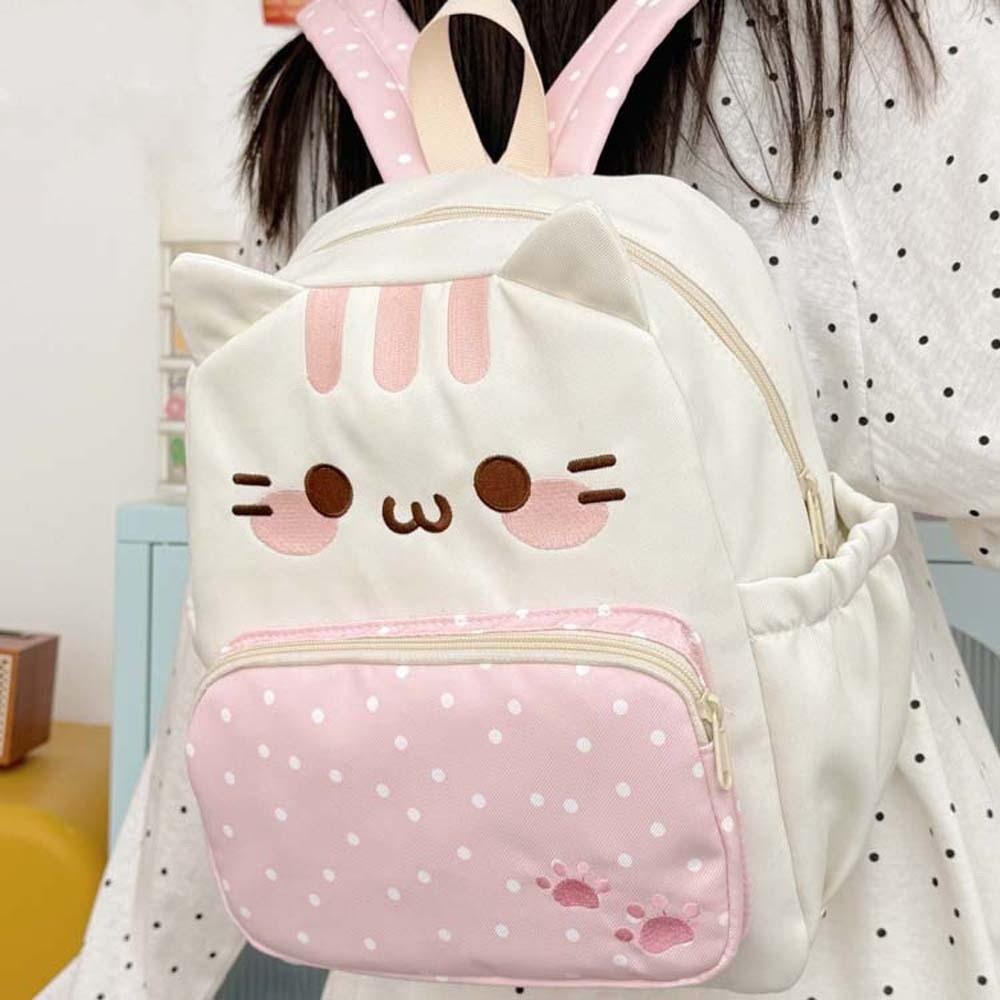 3D Ears Design Cartoon Schoolbag Large Capacity Kawaii Rucksack Cat Backpack Badge Collectors