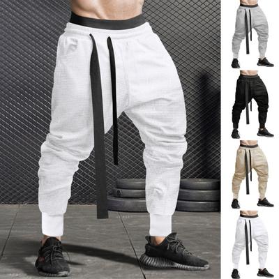 Spring Fall Men Harem Pants Loose Drawstring Elastic Waist Pockets Ankle-banded Solid Color Sport Trousers Daily Wear Sweatpants