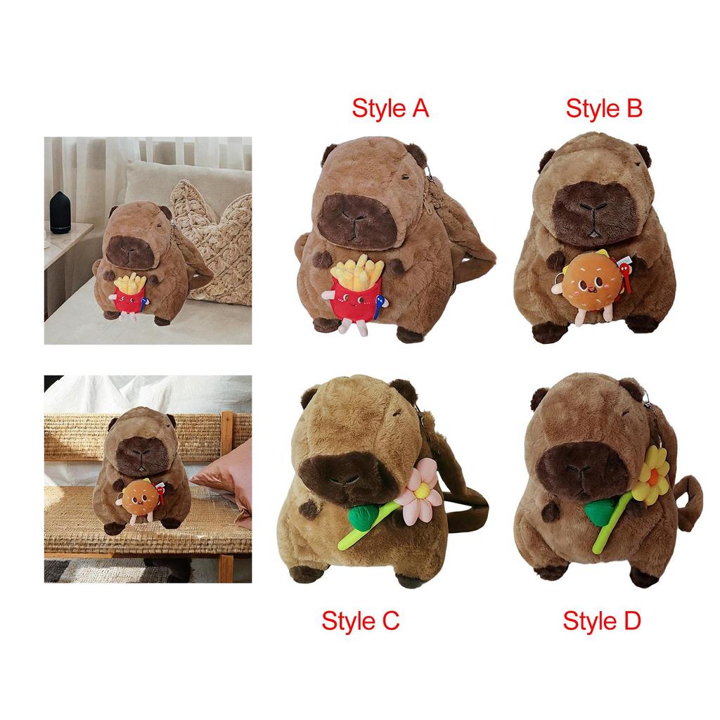 Plush Capybara Backpack Shoulder Bag for Birthday Gift Street Kids Adults