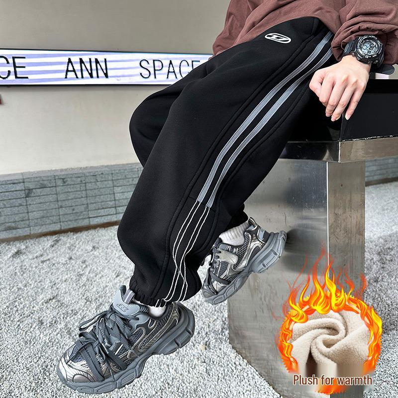 Boys  Grey Sweatpants - Autumn/Winter 2025, Plus Velvet, Big Kids Sportswear 150 cm