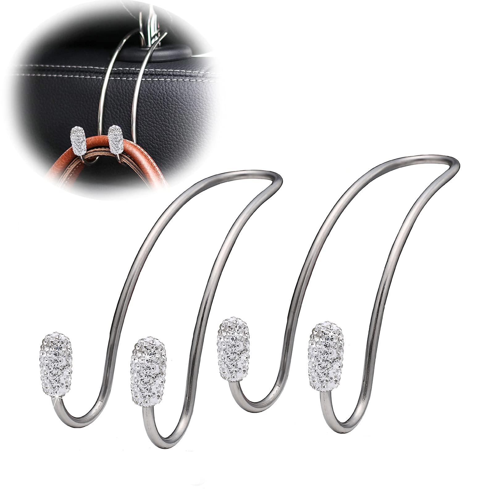 

RICISUNG Car Seat Car Convenient Car Seatback Crystal Car Mini Cargo Car Storage Hook, Accessories, Accessories, Pocket, Hook, Hook, Hook, (White) белый