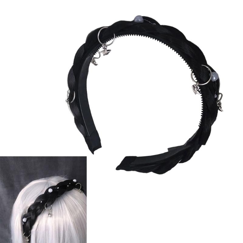 Punk Style Pendant Twisted Braid Headbands Costume Hairband Practical Friendly Hair Accessory For Women Girls Daily Wear