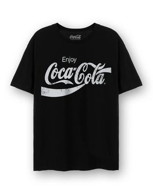 T-shirt Unisex Coca Cola Logo Nero Usurato Manica Corta
