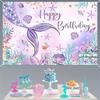 Mermaid - Inspired - Dreamy Happy Birthday Backdrop,Tapestries, Party Decorations, Birthday Carnival Celebration Gifts