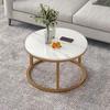 Compact Wrought Iron and Particleboard Coffee Table with Sintered Stone Surface