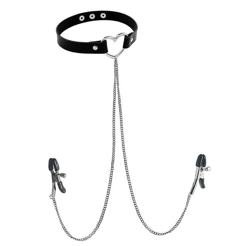 1Pc Nipple Ring With Choker Necklace Punk Style Long Chain Nipple Barbell Piercing Jewelry