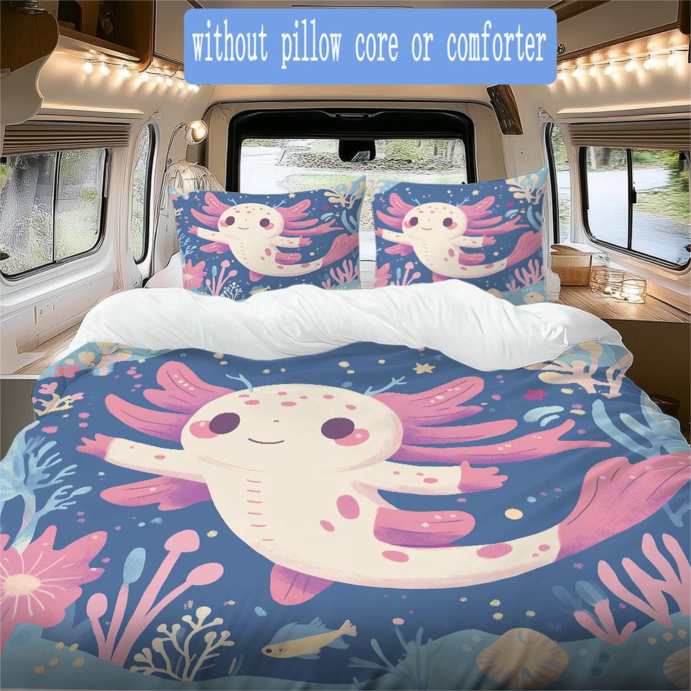 Axolotl Pattern Bedding,Quilt Set Quilt Cover Pillowcase Home Birthday Gift (1*duvet Cover+2*pillowcase,without core)XSJT0917450