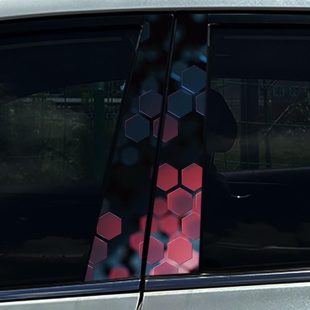 Style Honeycomb Hexagon Car B-pillar Stickers Car Center Column Decoration Cover Scratches Waterproof Decals Car Accessories