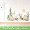 3Pcs Woodland Wall Decals DIY Large Pine Tree Forest Animal Bear Fox Peel & Stick Wall Art Sticker for Kid's Room Bedroom Decor