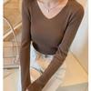 5XL Basic V-Ausschnitt Damen Pullover Herbst Winter Tops Stretch Slim Damen Pullover Rippenstrickpullover Jumper Weich Warm Pull Pullover
