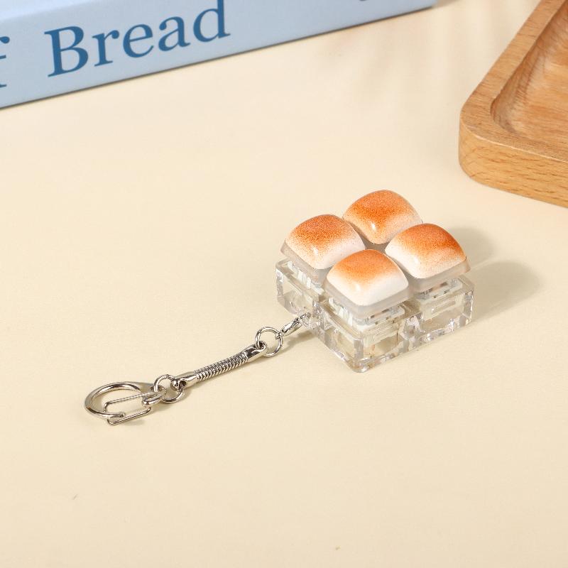 Kreatives Brot Tastatur Schlüsselanhänger Mechanische Tastatur Dekompression Spielzeug Schlüsselring Tasche Anhänger Fidget Knopf Finger Spielzeug