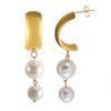 Stainless Steel Tassel Earrings 2 Pearls Dangle Earrings Jewelry
