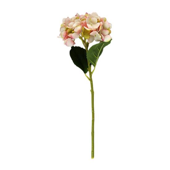 Artificial Flower Vintage Realistic Long Stem Green Large Leaves Hydrangea Fake Plant