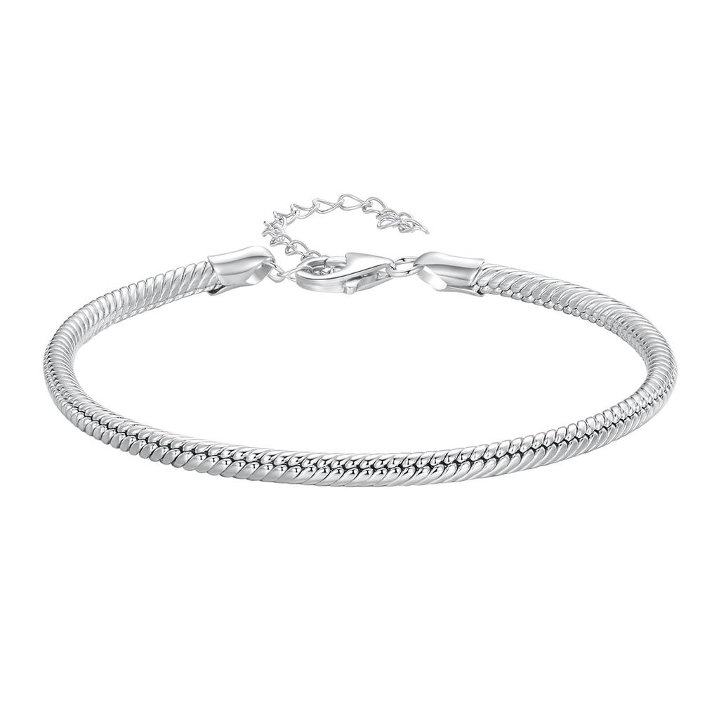 WOSTU Original 925 Silver Basic Bracelet Lobster Clip Snake Chains Infinite Love Clasp DIY Jewelry Beads for Women Gift