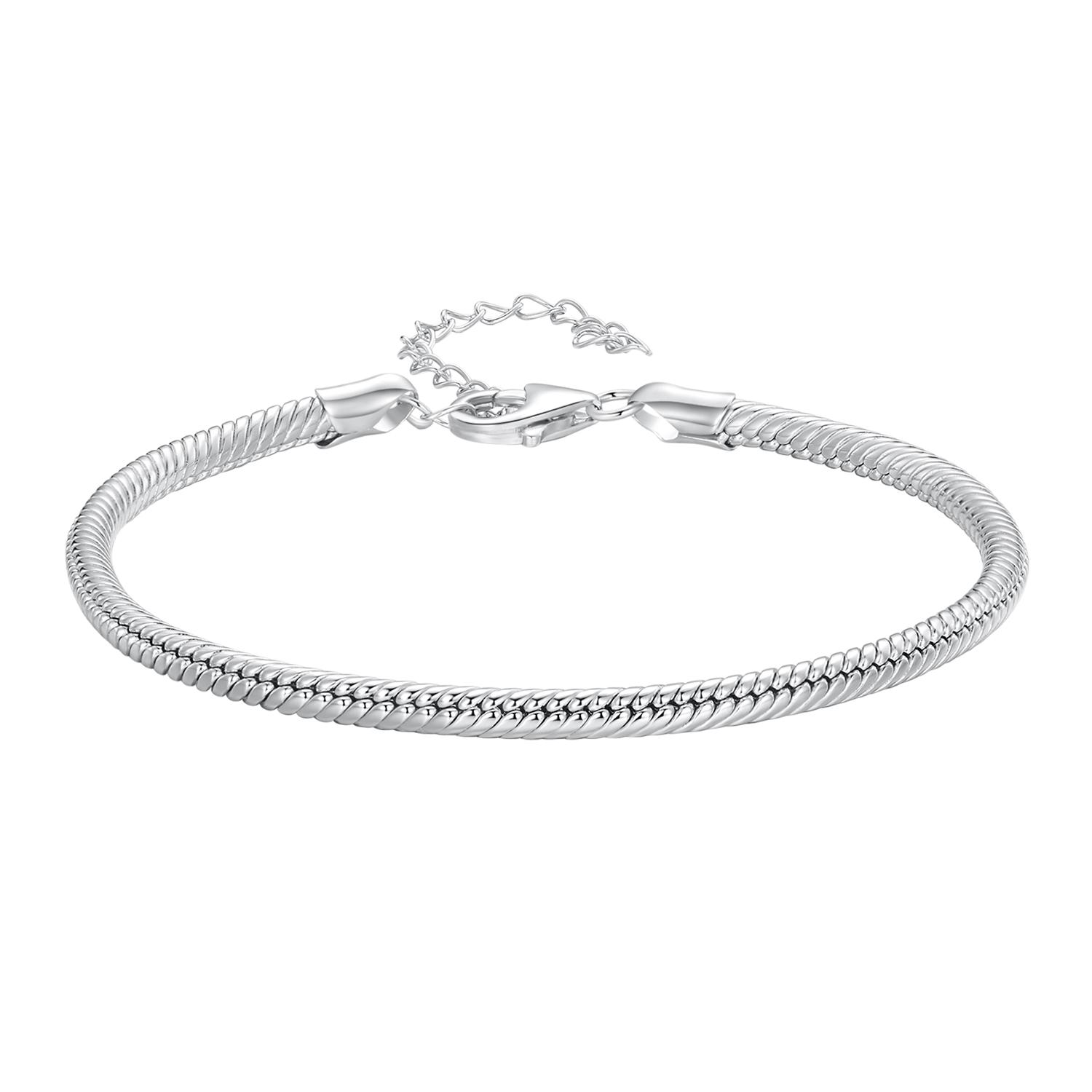 WOSTU Original 925 Silver Basic Bracelet Lobster Clip Snake Chains Infinite Love Clasp DIY Jewelry Beads for Women Gift