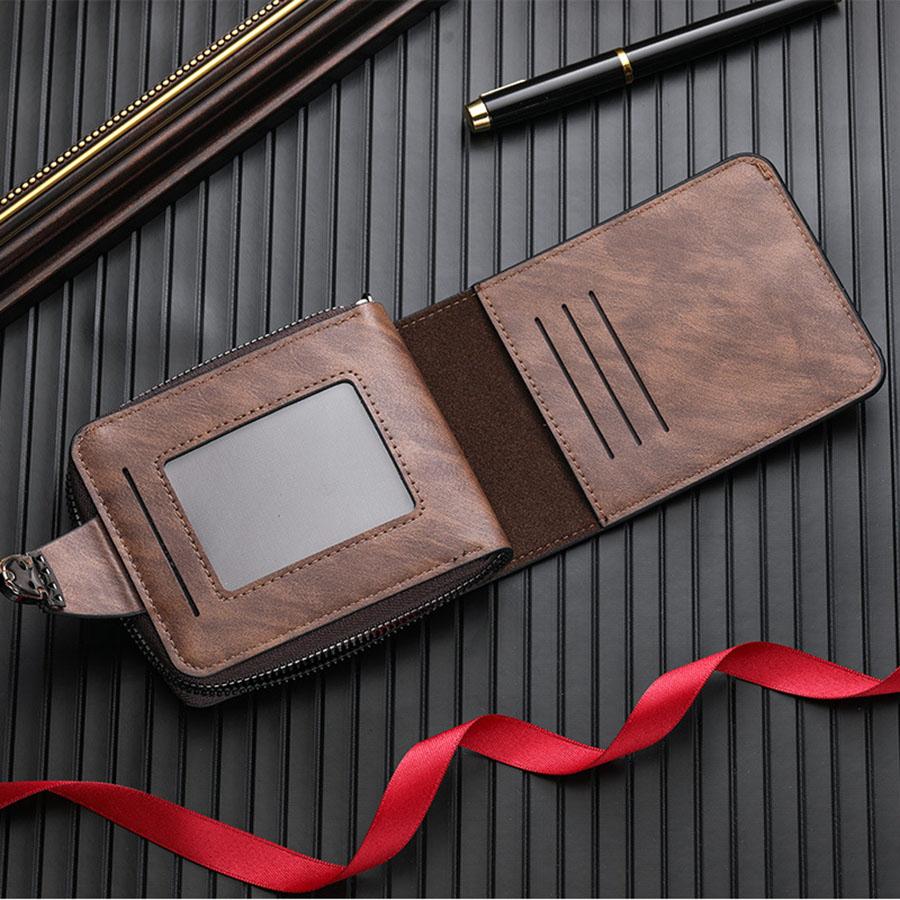 New Men's Premium Sense Short Frosted Leather Wallet Multi-Slot Coin Pocket Photo Holder Small Men's Wallet High Quality