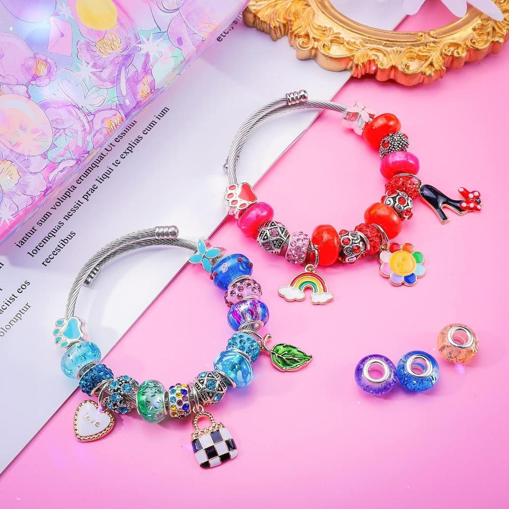 10/30/60pcs European Large Hole Beads Spacer Beads Charm Fairy Wands Beads Rhinestone Craft Beads for DIY Bracelet Jewelry Making