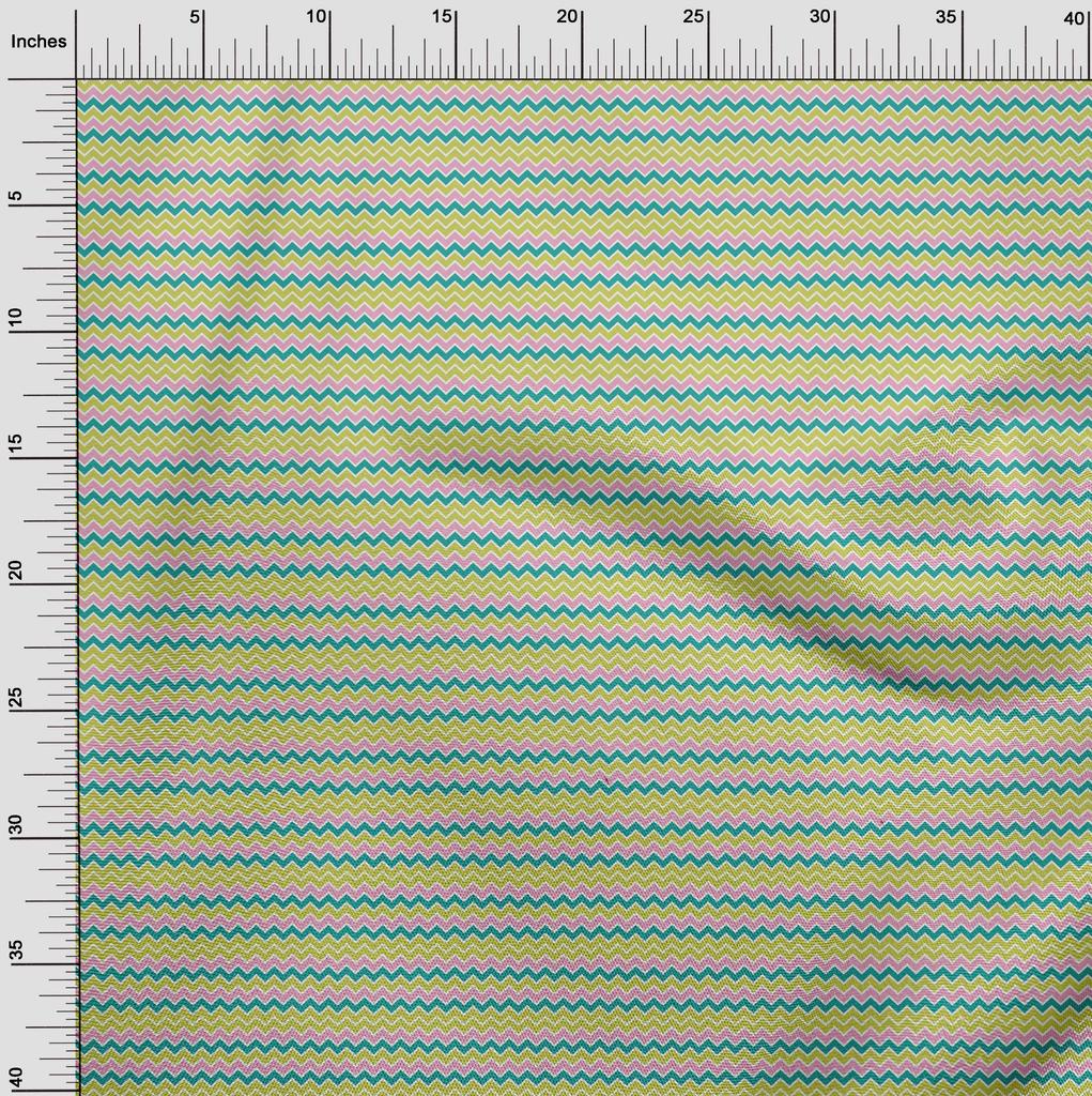 oneOone Cotton Flex Olive Green Fabric Chevron Sewing Material Print Fabric By The Yard 40 Inch
