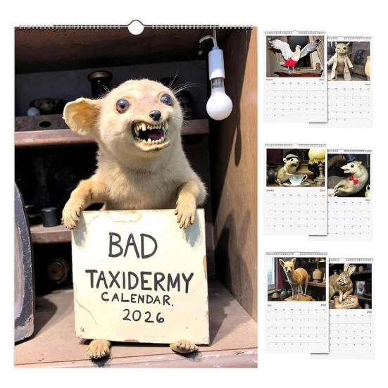 Bad Taxidermy Calendar 2026 Awkward Animal Photo Wall Calendar Unintentionally Funny Office Kitchen Decor Unique Prank