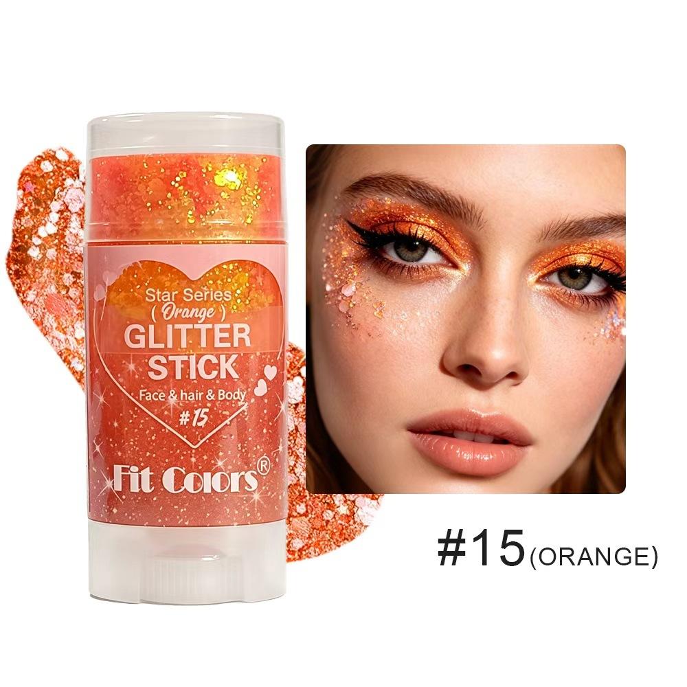 Fit Colors Star Series Glitter Stick Body Shimmer Face Hair Highlighter Chunky Festival Glitter Makeup for USA 250th Anniversary Fireworks Party Raves