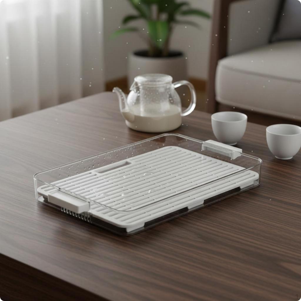 Rectangular Tea Serving Board Easy to Clean Drainage Design Tableware Xl Black