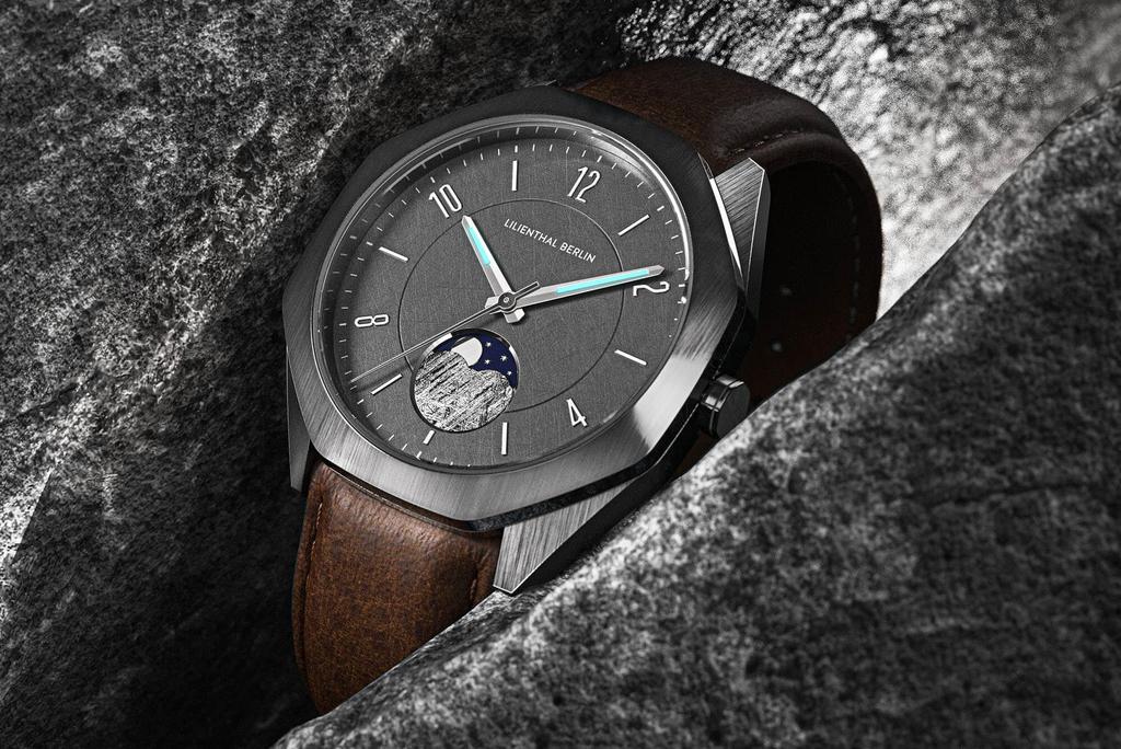 Lilienthal Berlin Watch Moon Phase Meteorite Made in Germany [Lilienthal Berlin] OM3-001-CB047AB