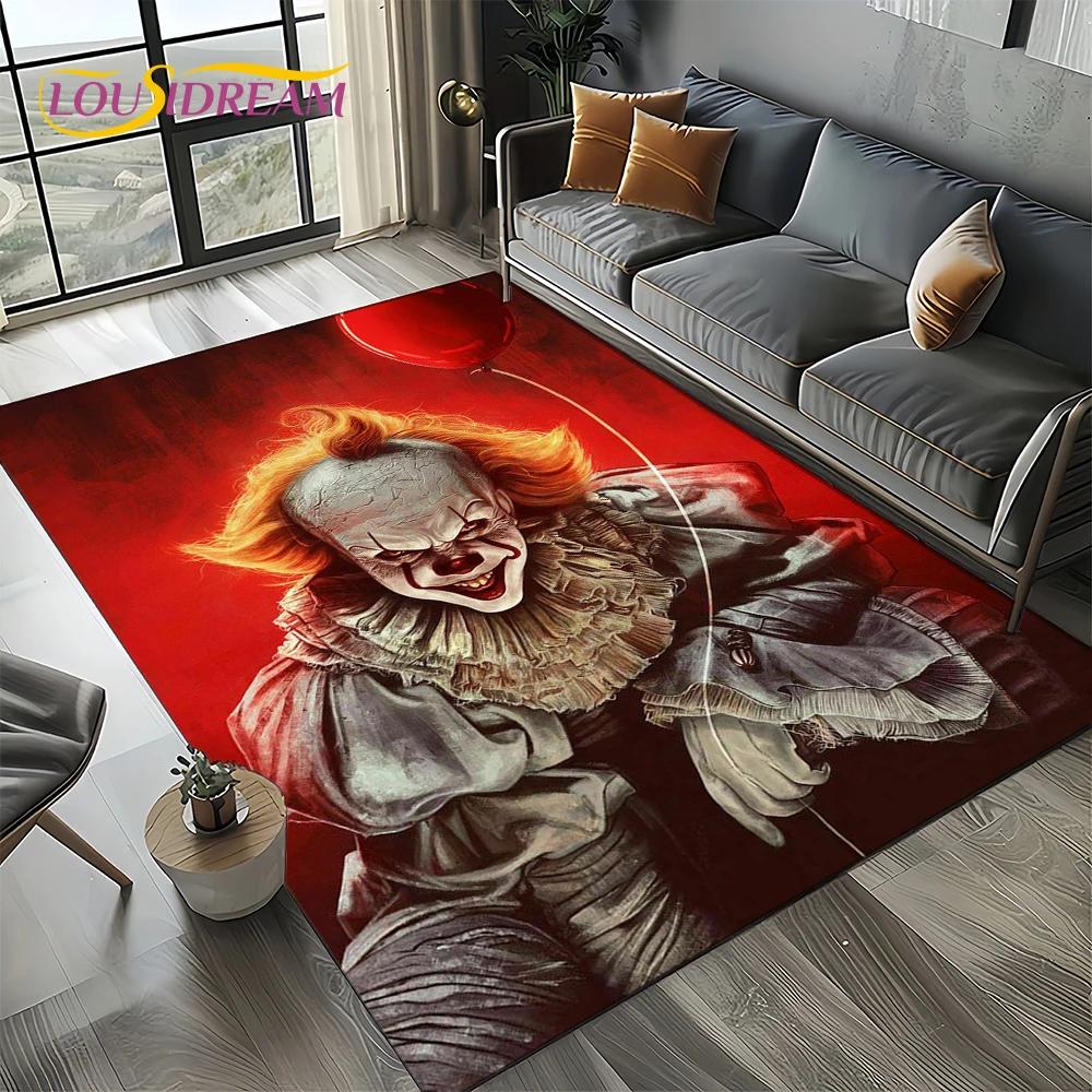 Horror Movie Chucky Pennywise Halloween Saw Character Carpet Rug for Living Room Bedroom Home Sofa Decoration,Non-slip Floor Mat