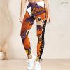 Women Plus Size High Waist Printed Side Eyelet Lace Up Full Length Leggings