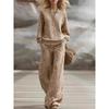 Autumn Winter Fashionable Light Brown Leopard Print Suit Long-sleeved Sweatshirt with Trousers Casual Commuting Women's Set