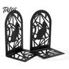 Hollow Metal Bookend 1 Pair Cat Bookends, Decorative Heavy Book Ends Anti-slip for Shelf, Non-Skid Black Stopper Home Office Desk
