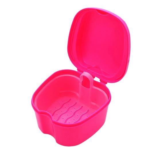 Dentures Case Portable Soaking Denture Bath Box with Strainer Basket Invisible Brace Retainer Mouth Guard Dental Aligner Container Holder