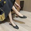 Bow back empty strap thick heel sandals women's outer wear polka dot rivets square head Mary Jane single shoes summer