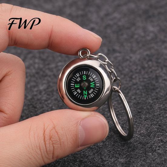 Heart-shaped Compass Keychain Alloy Mini Bag Charm Outdoor Adventure Gear Camping Backpack Gift for Hikers