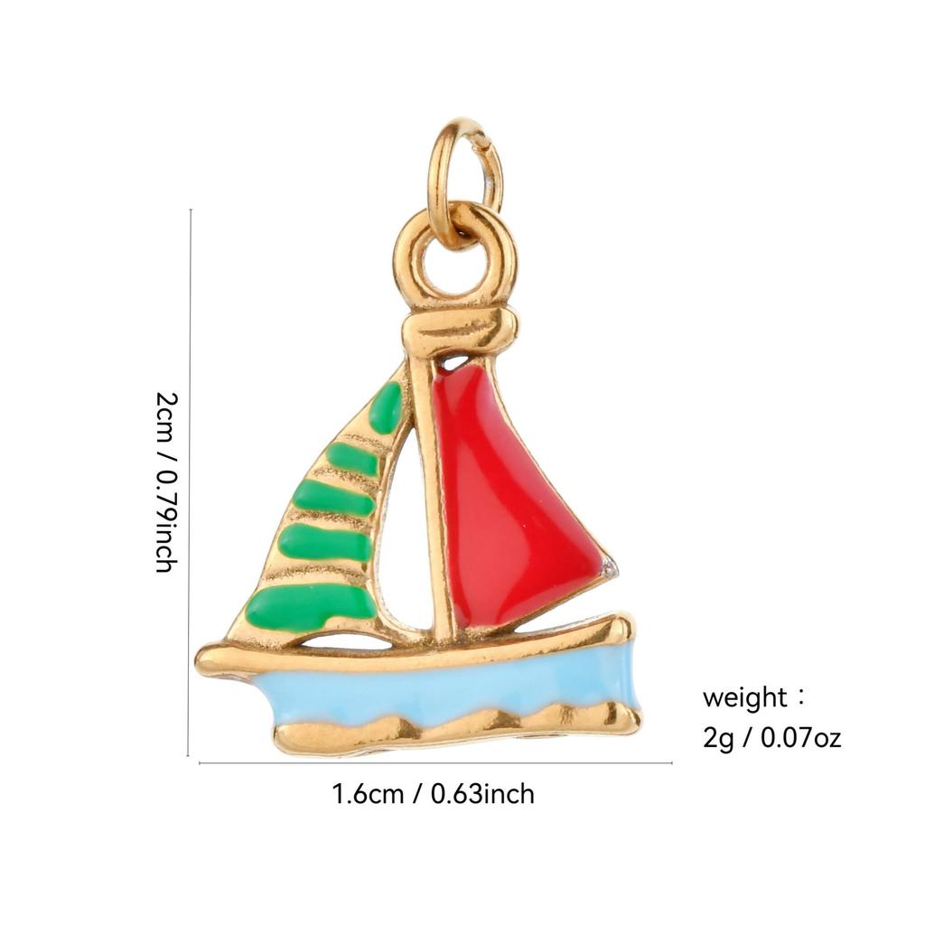 18K Gold Plated Stainless Steel Beach Pendant Charm for DIY Necklace & Bracelet Jewelry