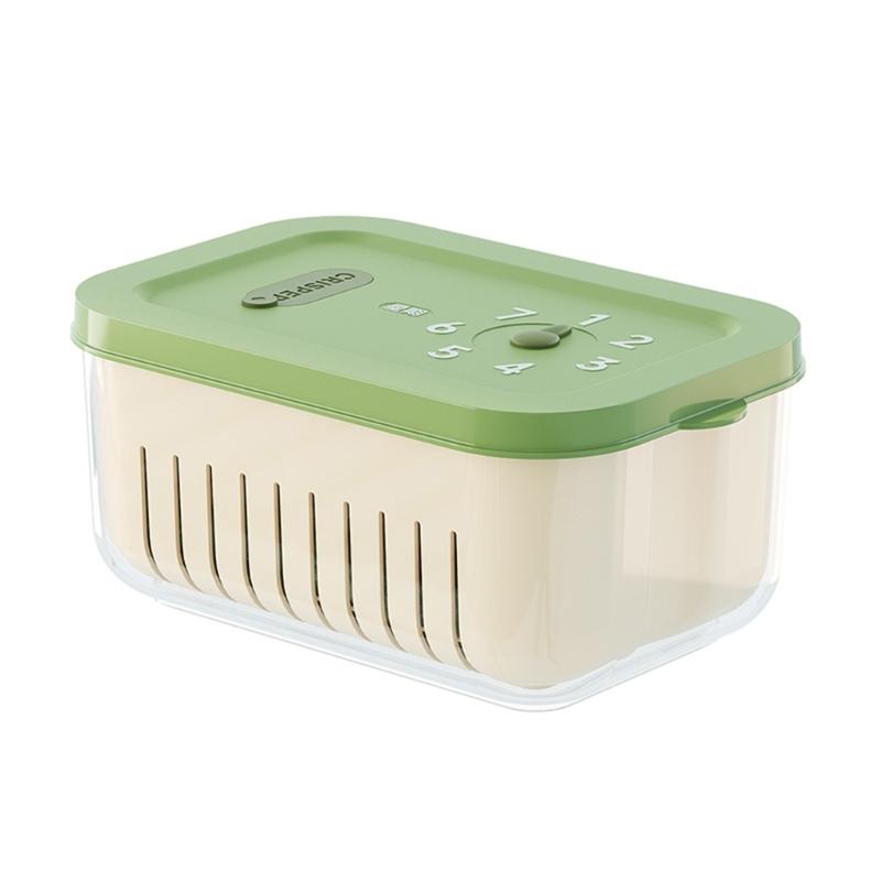 Innovative Timer Refrigerator Sealed Box for Organizing Fruits Vegetables Fridge Food Organizer with Drain Basket